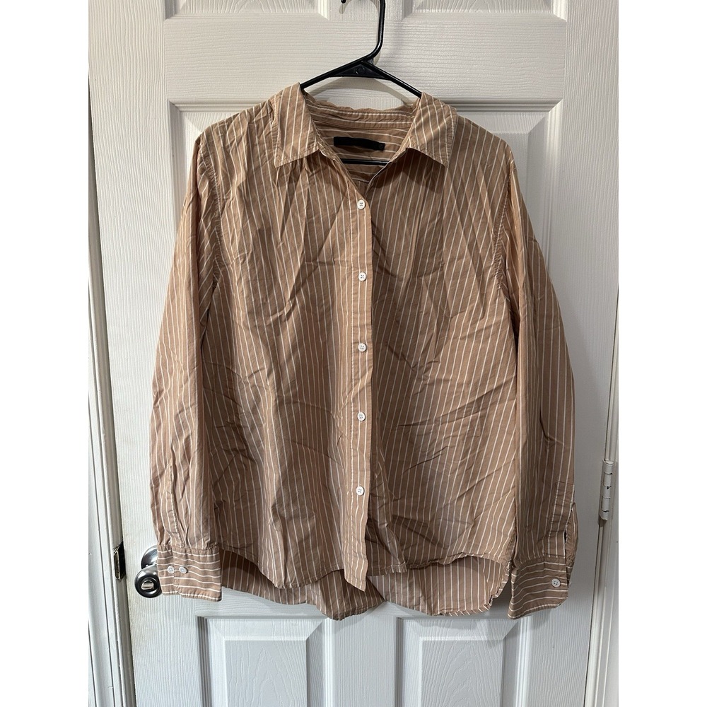 Jenni Kayne Striped Long Sleeve Button-Up Top Neutral XXL